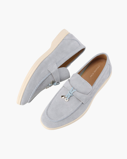 Mocassins femme effet daim à surpiqûres délicates