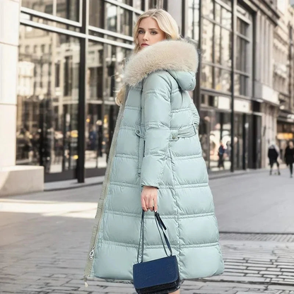Parka femme à capuche bordée de fausse fourrure