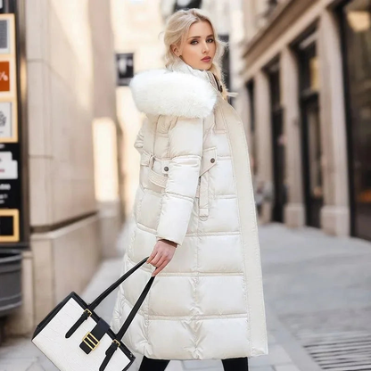 Parka femme à capuche bordée de fausse fourrure