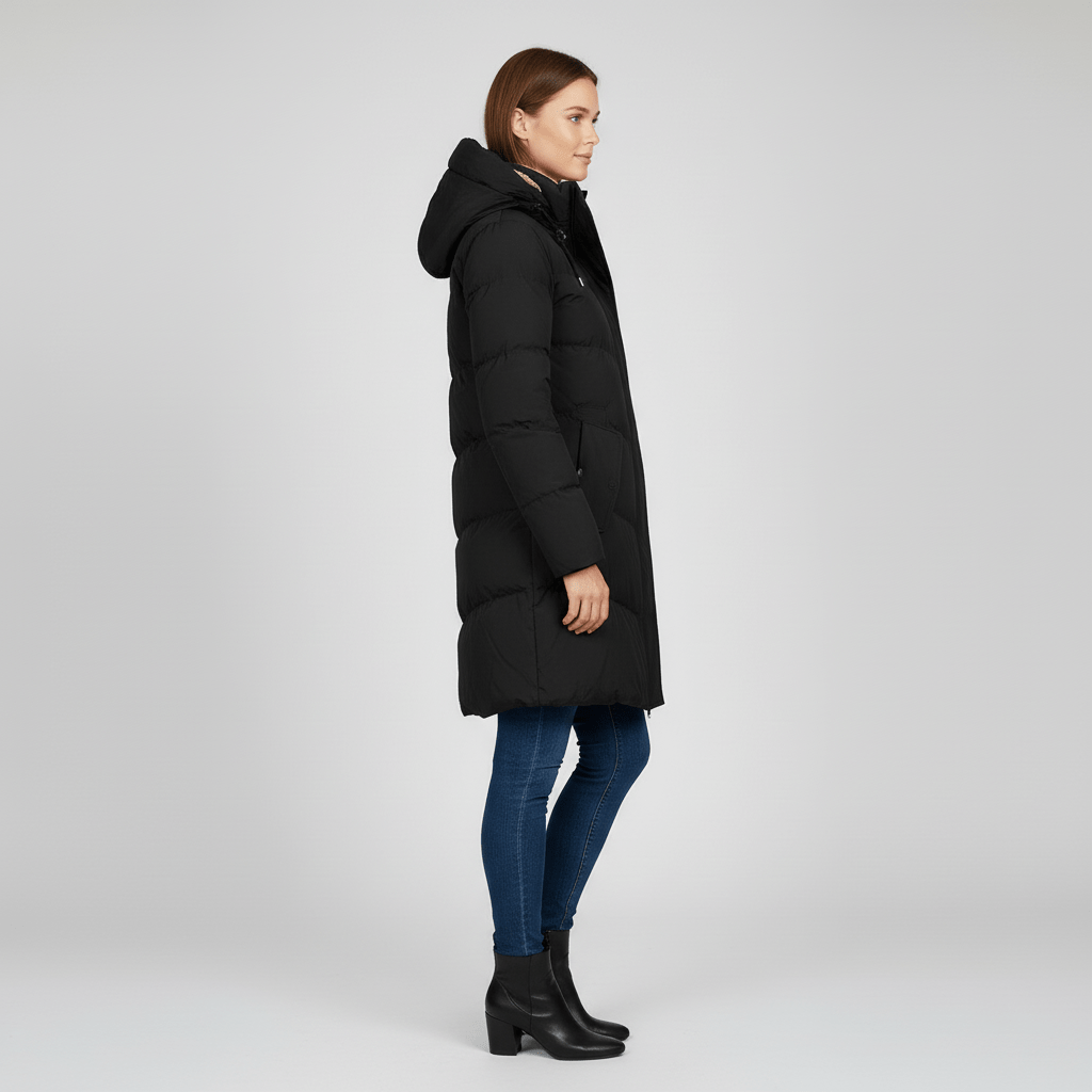 Parka femme d'hiver à capuche et coupe protectrice