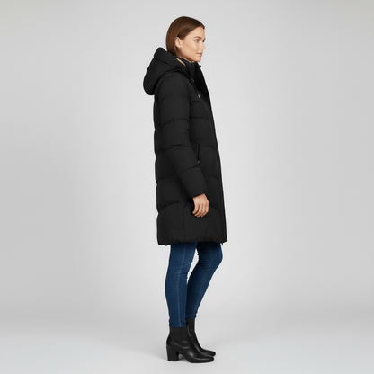 Parka femme d'hiver à capuche et coupe protectrice