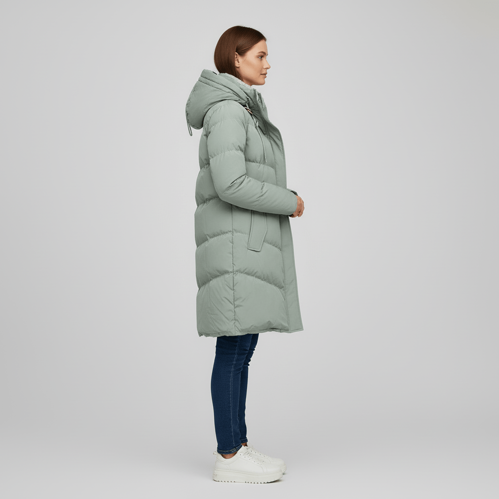 Parka femme d'hiver à capuche et coupe protectrice