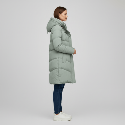Parka femme d'hiver à capuche et coupe protectrice