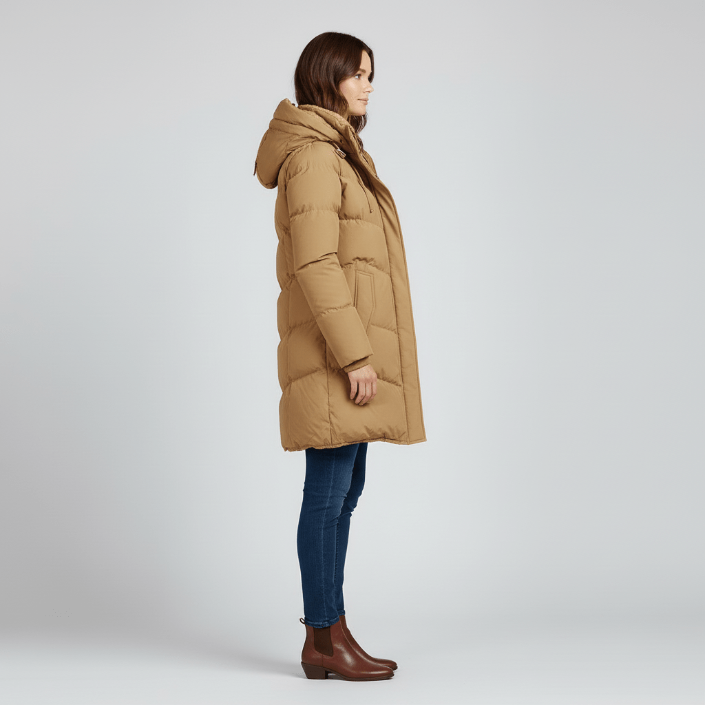 Parka femme d'hiver à capuche et coupe protectrice