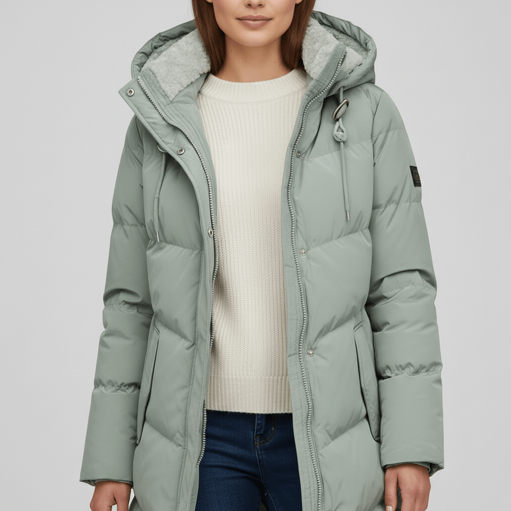 Parka femme d'hiver à capuche et coupe protectrice – Vert