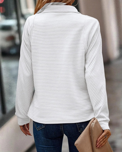 Pull camionneur femme en maille côtelée à manches longues