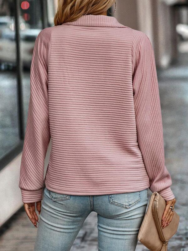 Pull camionneur femme en maille côtelée à manches longues