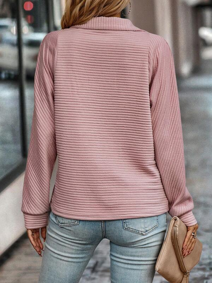 Pull camionneur femme en maille côtelée à manches longues