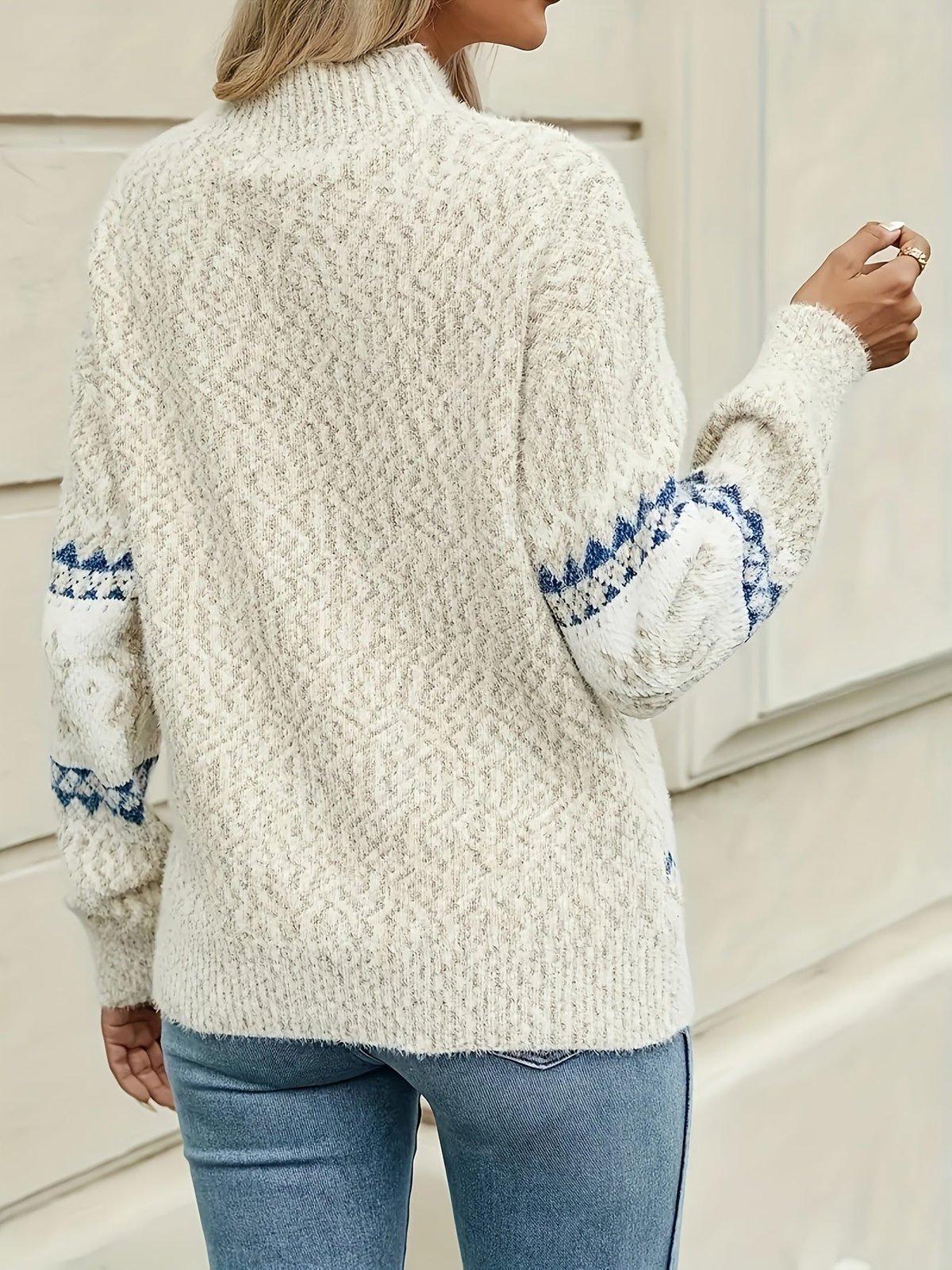 Pull de Noël femme à col montant et motif Fair Isle