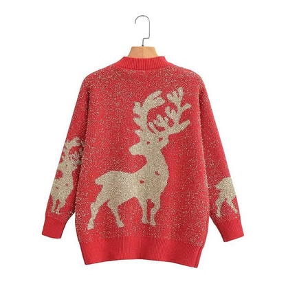Pull de Noël femme à motif renne en relief