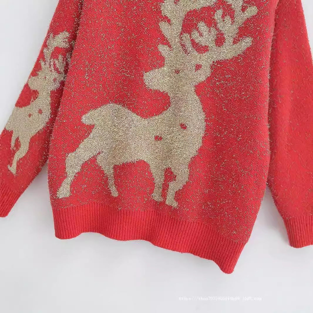 Pull de Noël femme à motif renne en relief
