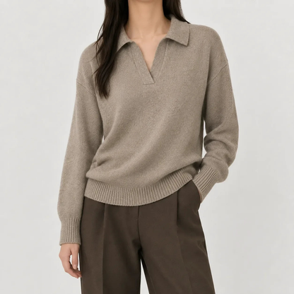 Pull femme col V en maille souple à manches longues