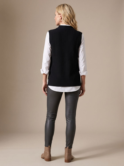 Pull sans manche femme en maille torsadée, coupe décontractée