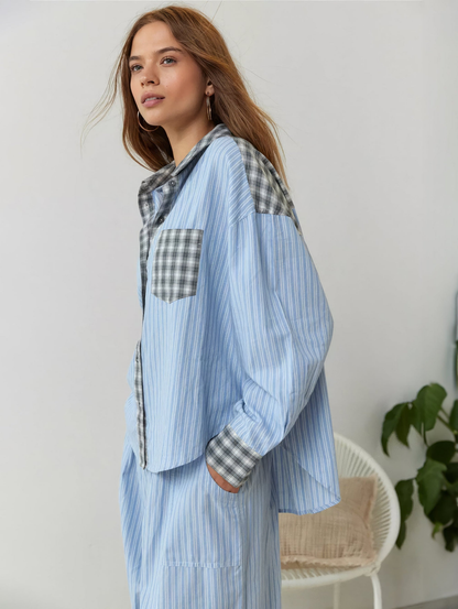 Pyjama femme douillet à haut ample et pantalon assorti