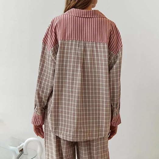 Pyjama femme douillet à haut ample et pantalon assorti