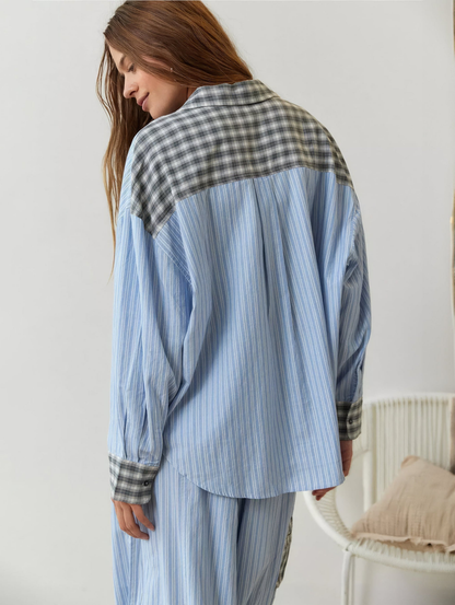 Pyjama femme douillet à haut ample et pantalon assorti