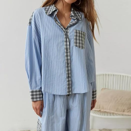 Pyjama femme douillet à haut ample et pantalon assorti