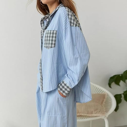 Pyjama femme douillet à haut ample et pantalon assorti