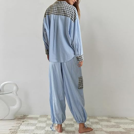 Pyjama femme douillet à haut ample et pantalon assorti