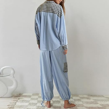 Pyjama femme douillet à haut ample et pantalon assorti