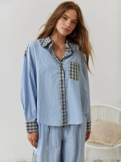 Pyjama femme douillet à haut ample et pantalon assorti
