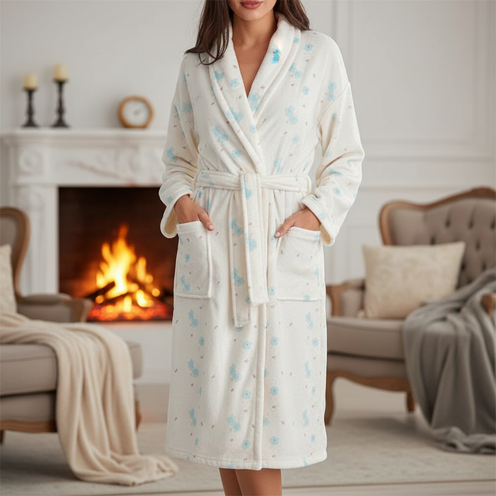 Robe de chambre femme à imprimé fleuri et coupe confortable