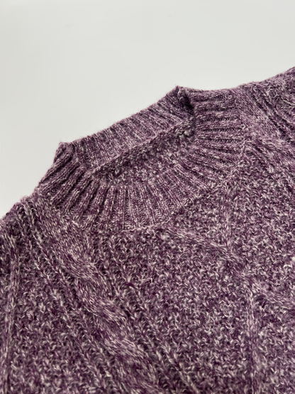 Robe pull femme en maille torsadée à col rond