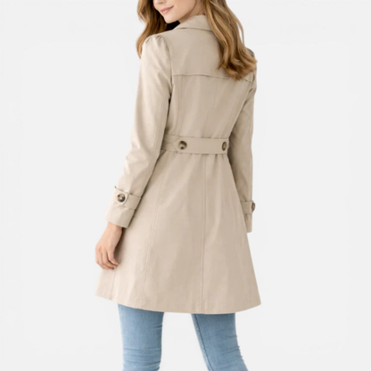 Trench femme classique boutonné longueur genou