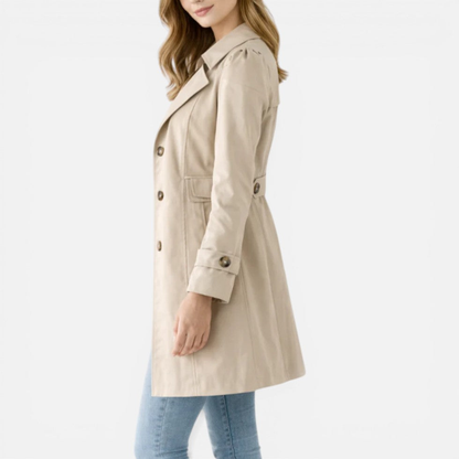 Trench femme classique boutonné longueur genou