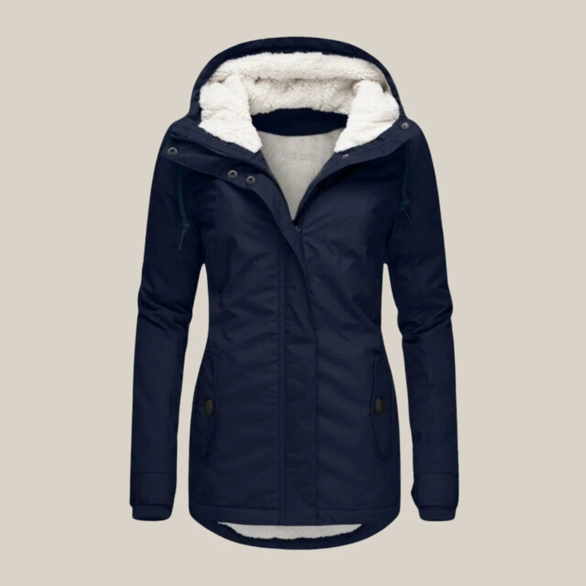 Veste sherpa femme matelassée à capuche et zip – Bleu